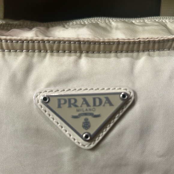 Vintage Prada Tessuto Tote Large Shoulder Bag Well-Loved Beige Authentic Y2K - Picture 8 of 17